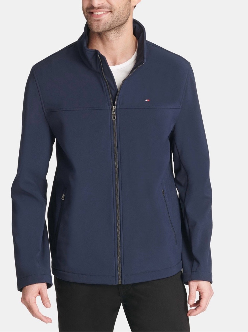 Tommy Hilfiger Men's Soft-Shell Classic Zip-Front Jacket in Midnight, size XXL